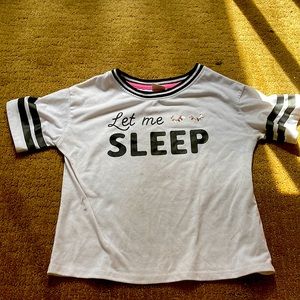 XS to S Funny Short Sleeve Shirt Knitted Fabric White and Black and Little Pink